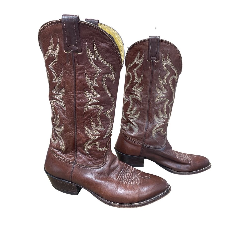 Nocona Mens Brown leather mid calf western boots sz 9D SKU 9628 - Picture 3 of 16